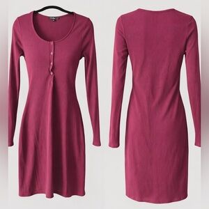 Lulu's Elegant Long Sleeve Dress in Deep Pink
